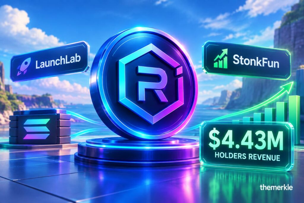 Raydium’s Holders Revenue Reaches $4.43M as StonkFun Drives LaunchLab Volume The Merkle logo